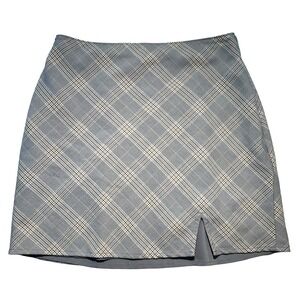 ABERCROMBIE & FITCH Y2K Plaid Mini Skirt • Medium • gray, tan, white